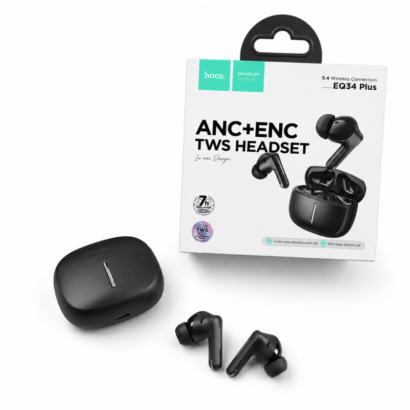 HOCO EQ34 Plus ANC ENC TWS Wireless Earbuds Bluetooth 5.4 Black