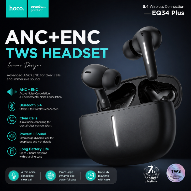 HOCO EQ34 Plus ANC+ENC TWS Earbuds Price in Bangladesh | WishNGetBD