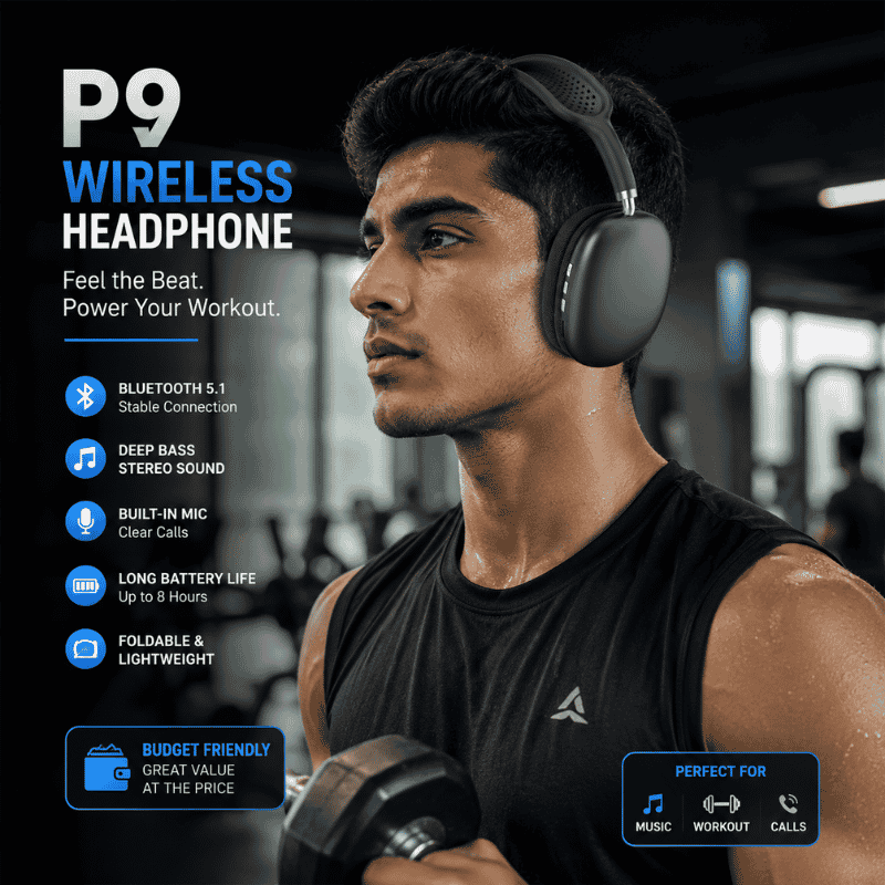 P9 Wireless Bluetooth Headphone with Mic – Best Budget Headset in Bangladesh