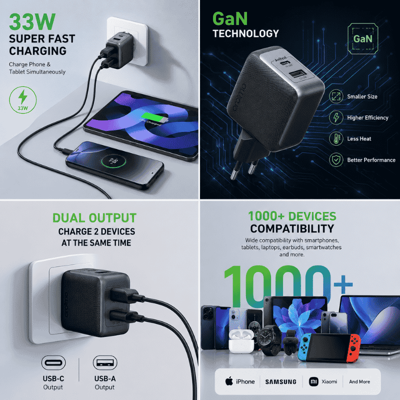 oraimo PowerGaN 33 Pro 33W GaN Fast Wall Charger Price in Bangladesh