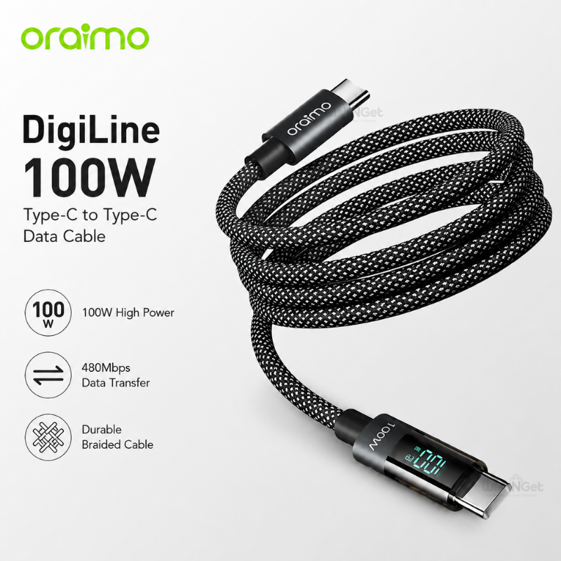 oraimo DigiLine 100W Type-C to Type-C Fast Charging Data Cable OCD-175CC Price in Bangladesh