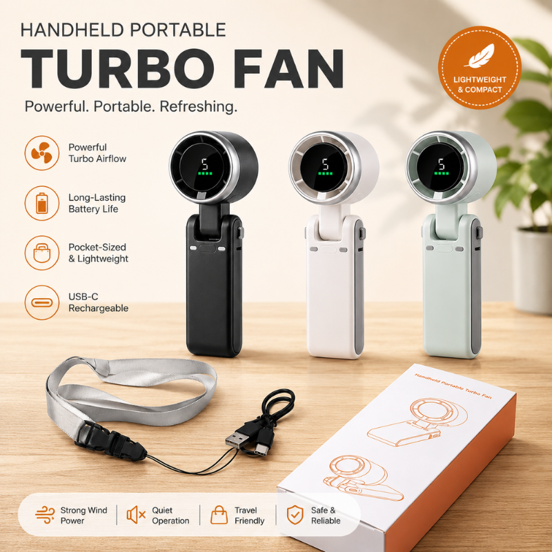 Mini Turbo Fan 1800mAh Handheld Foldable Portable Fan Price in Bangladesh